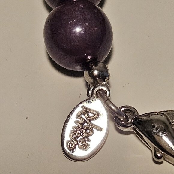 Joan River Heavy Purple Bead Necklace 30" Total Length in Bag - Picture 2 of 3